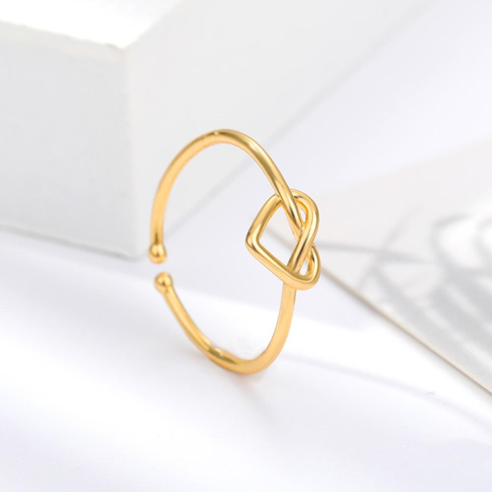 Stainless Steel Knot Heart Rings For Women Couple Simple Gold Color Open Adjustable Ring Wedding Aesthetic Jewelry