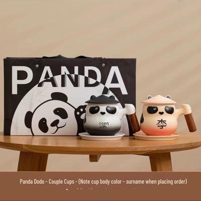 Ensemble Cadeau de Tasses Panda en Céramique pour Couple