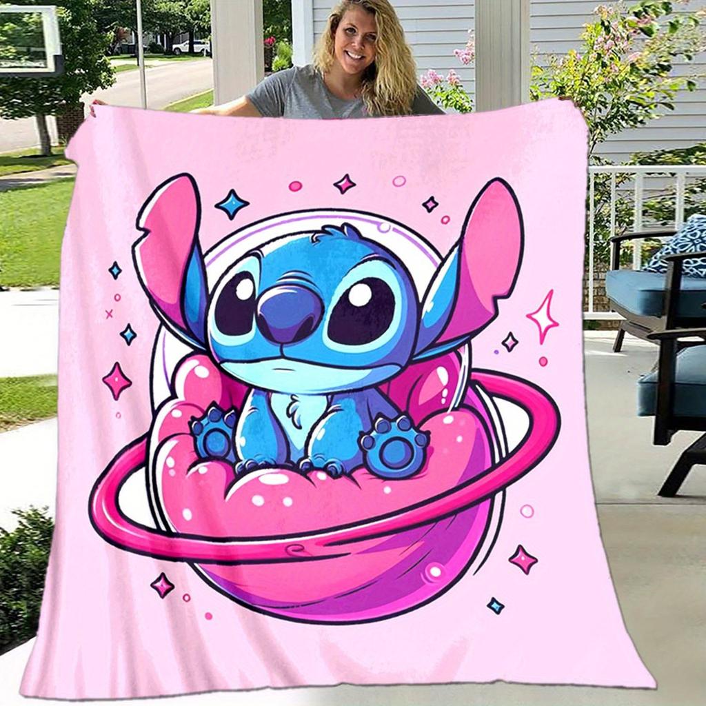 1pz Coperta con Stampa Stitch - Morbida, Coperta per Tutte le Stagioni per Soggiorno, Camera da Letto, Regalo Personalizzato con Adorabile Design Cartoon