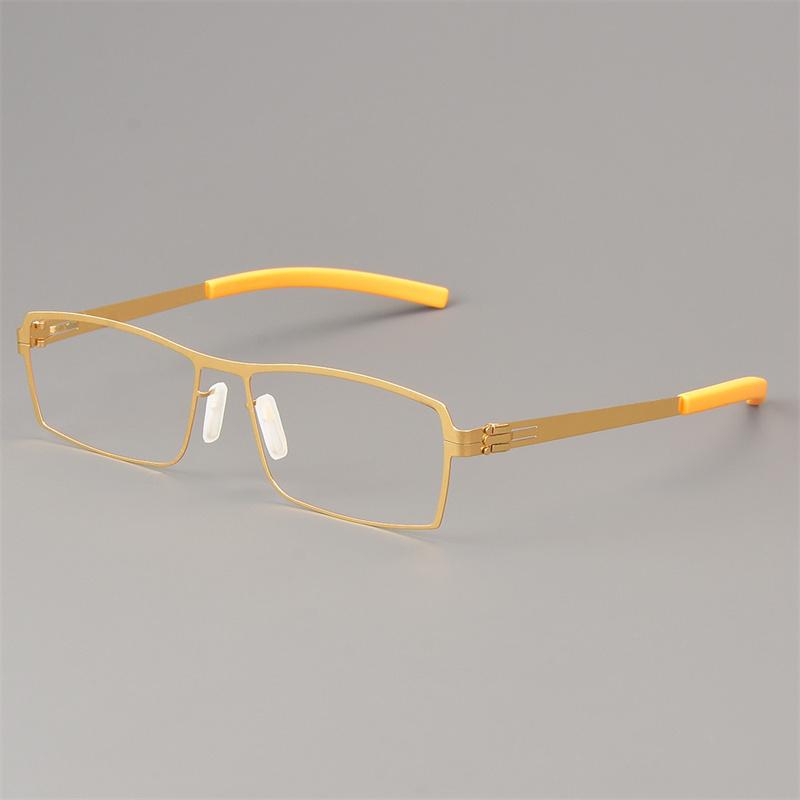 2024 Men Germany Screwless Glasses Frame Square Stainless Steel Eyeglasses 5085S Ultralight High Elasticity Business Spectacle
