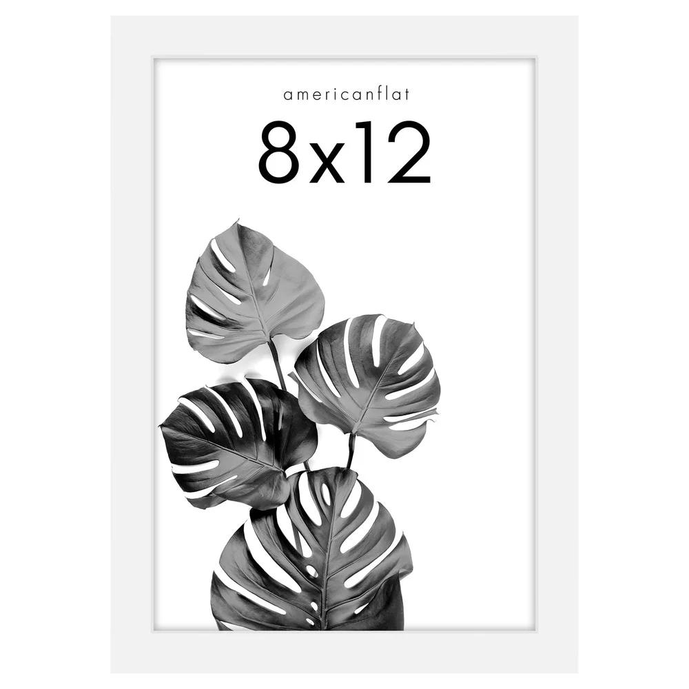 

Галерейная фоторамка 8x12 Белый деревянный молдинг Небьющееся стекло Настенное крепление Вертикальная Горизонтальная экспозиция Рамка для искусства United States