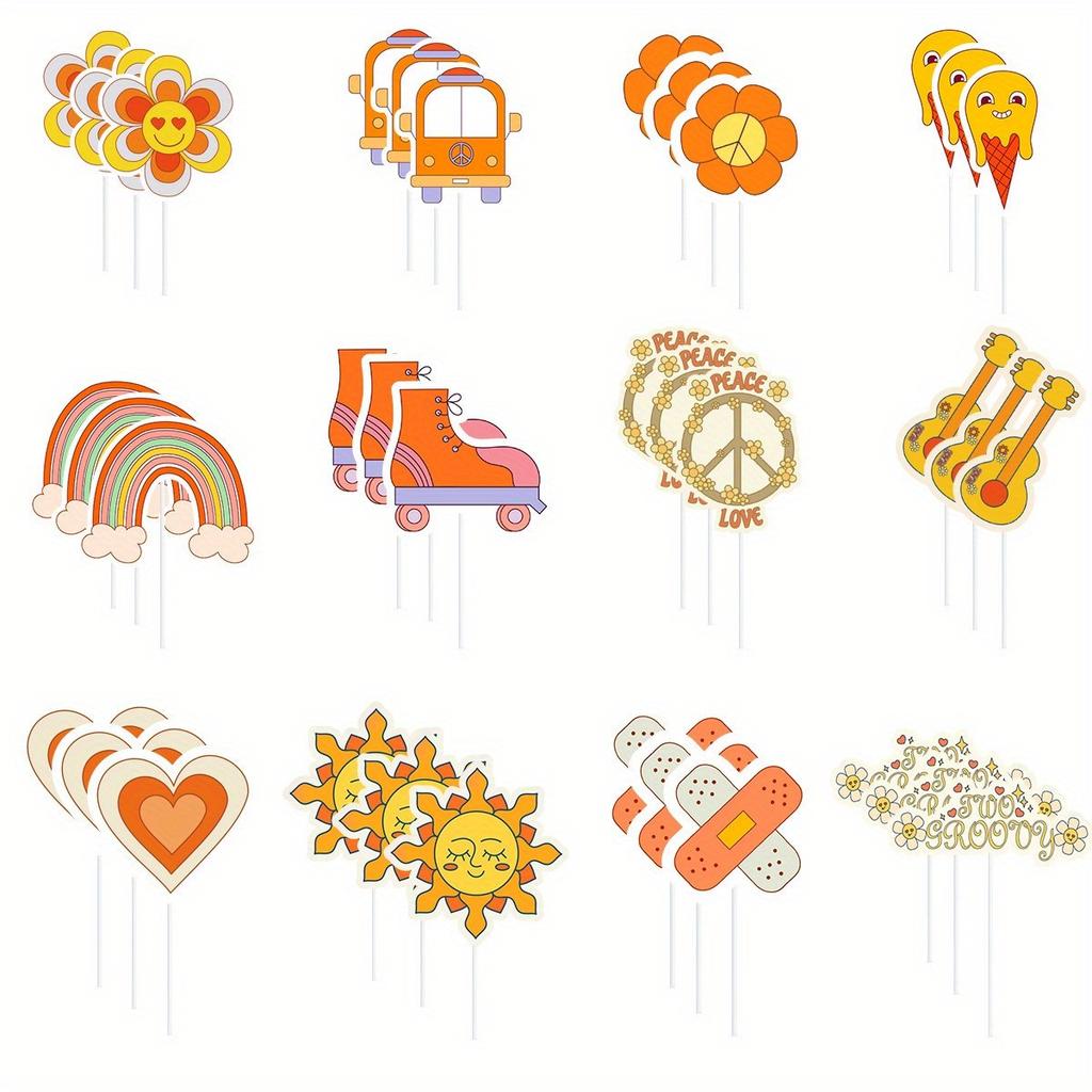 1set of 24pcs Cute DIY Disposable Cupcake Insert Flags Perfect for Birthday and Family Gathering Decor