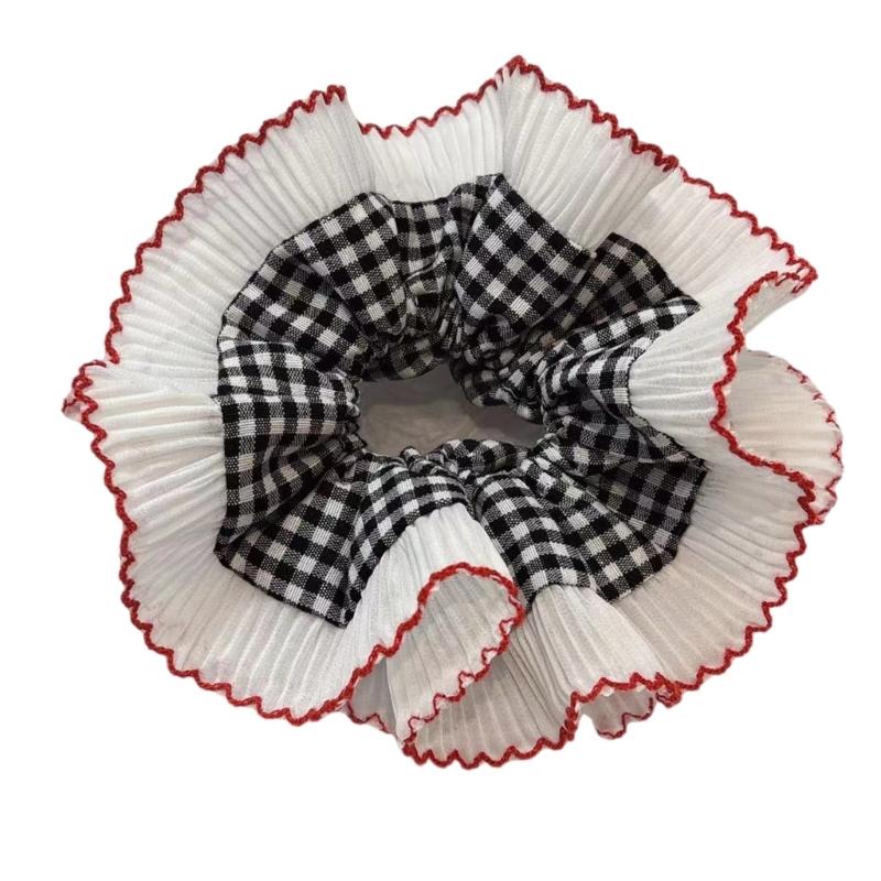 Popular Lace Scrunchies Double Layer Elastic Hair Tie for Formal Event Big Buns Hair Elastic for Formal and Leisure Wear