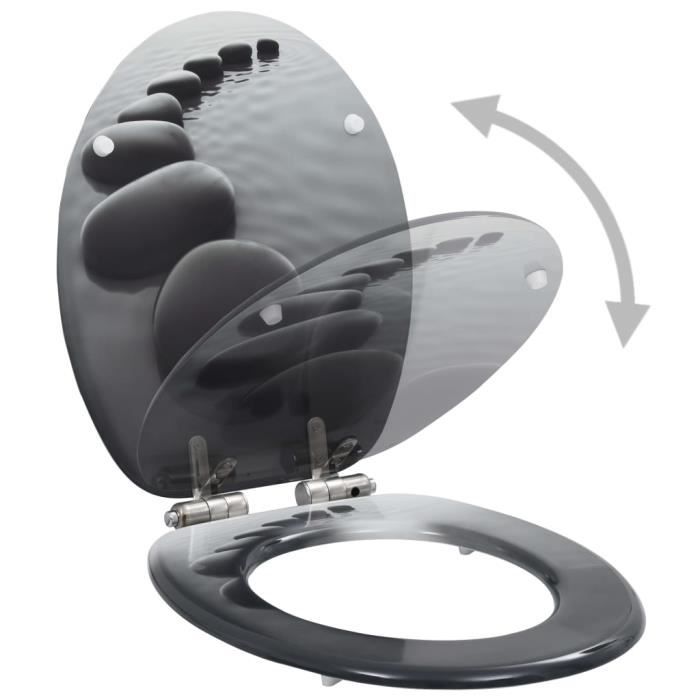 VidaXL MDF Toilet Seat Soft-Close Lid Stones