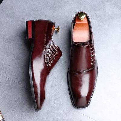 Chaussures en Cuir pour Hommes à la Mode Nouveau Style Robe Formelle Chaussures de Mariage Vin Rouge Style Britannique Bureau d'Affaires Lacets Mocassins en Cuir 2025 ui98