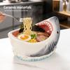 3D Shark Attack Bowl 40 OZ Large Capacity Ceramic Shark Shape Snack Bowl Decorative Candy Popcorn Container for Party Decoration