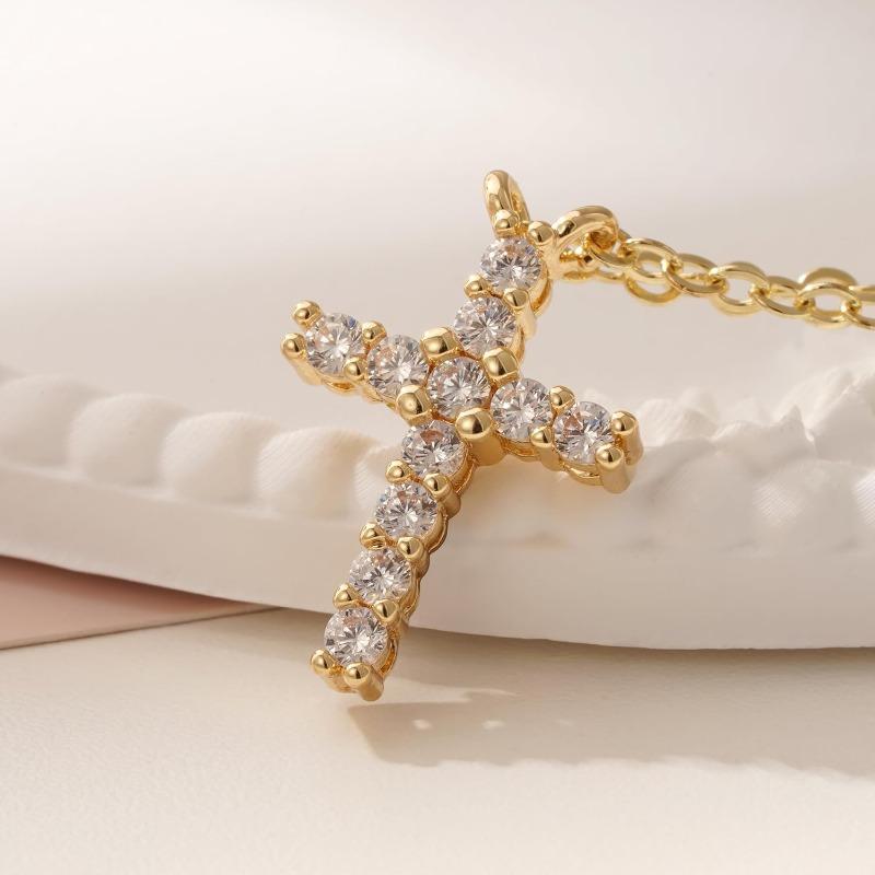 Turandoss Cross Necklace for Women Delicate 14K White Gold Plated Christian Gifts for Women