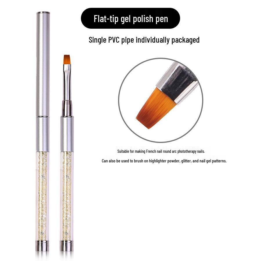 Cross-Border Nail Art Gel Pen: Flat Head, Crystal Carving, Liner, Color Painting, Flower Design