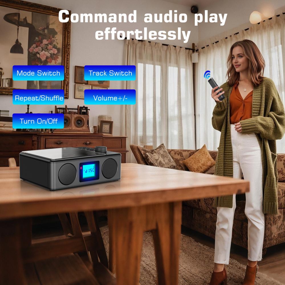 CD Player Portable Bluetooth Desktop CD Players for Home with Speakers Rechargeable Small Retro CD Player with LCD Screen Optical USB