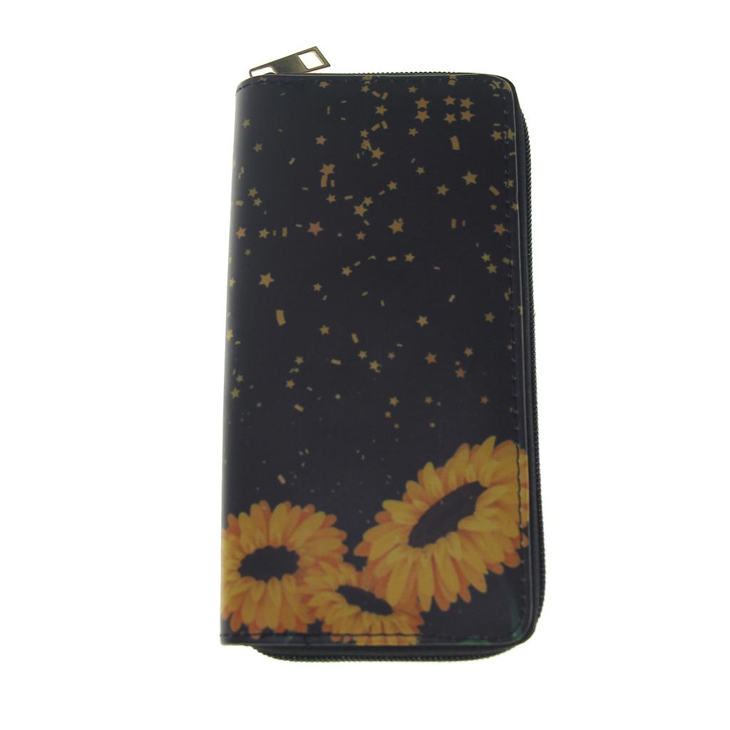 New sunflower long zipper wallet, small floral wallet.