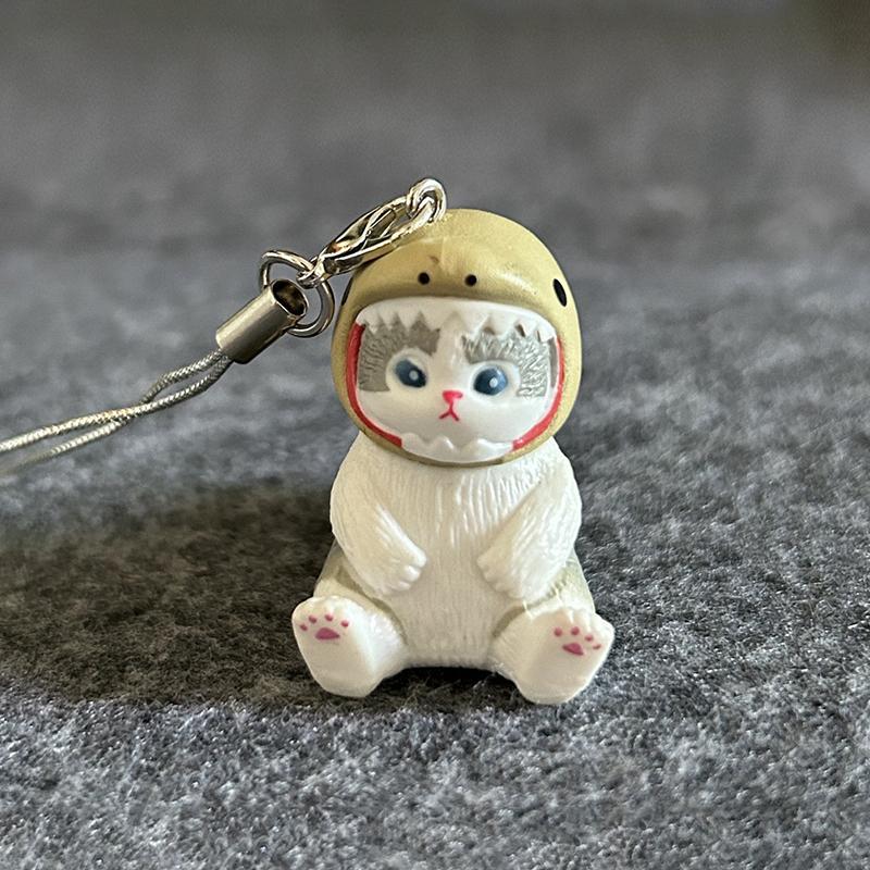 Aquarium Lucky Cat Key Chain Mobile Phone Chain Charm Pendant Bag Hanging Doll Decoration Women Girls Cute Accessories