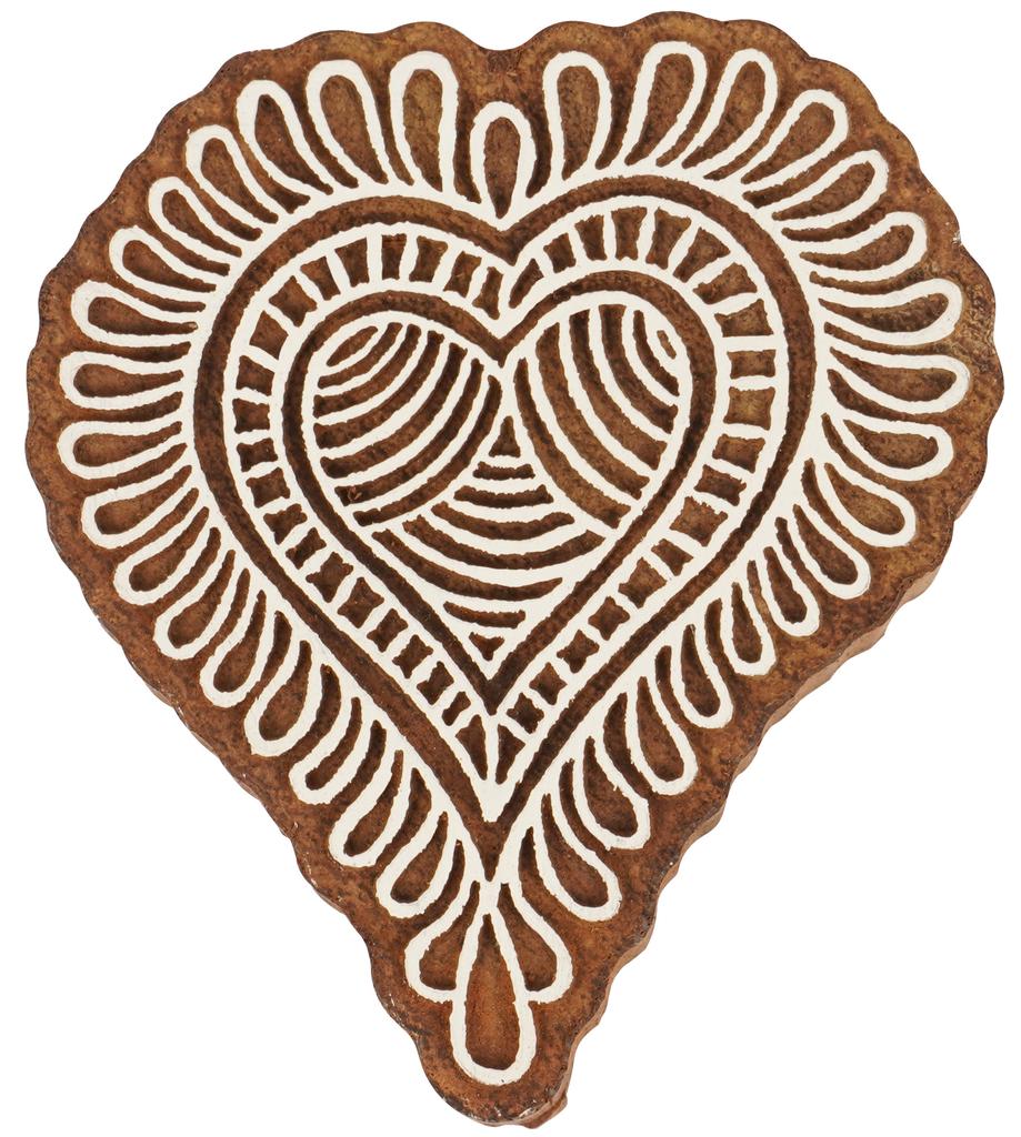 IBA Indianbeautifulart Textile Printing Block Hearts Print   Hand Carved Wooden Stamp Wood Block Printing Textile Stamps For Fabric  Pottery Blocks-3