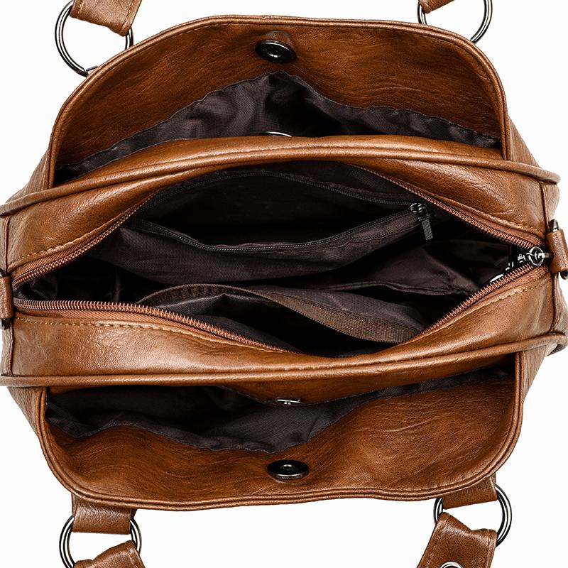 Fashion Vintage Leather Handbag Large Capacity Women's Crossbody Bag Middle-aged Women's Shoulder Bag for Daily Work Shopping and Socializing