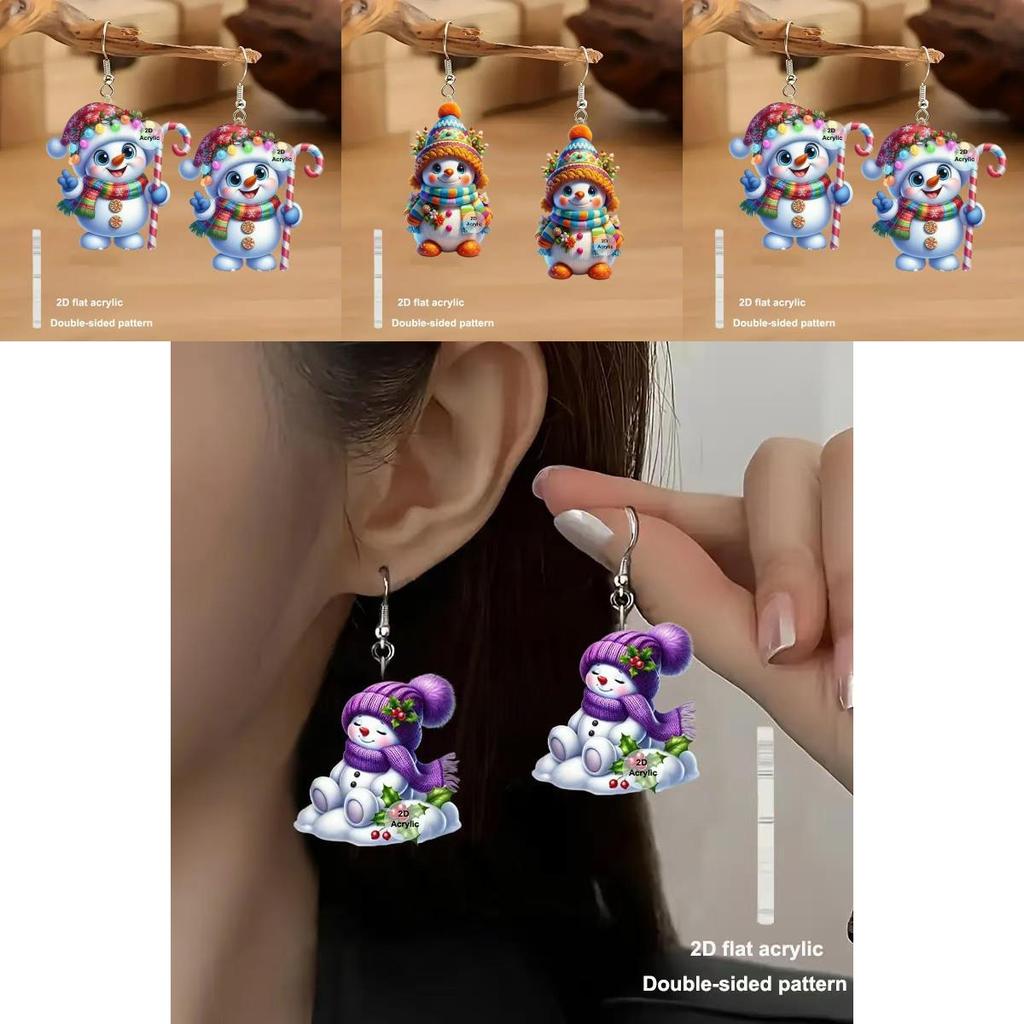 Festive Acrylic Earrings With Cartoon Figures For Christmas Party Fashion And Casual Use