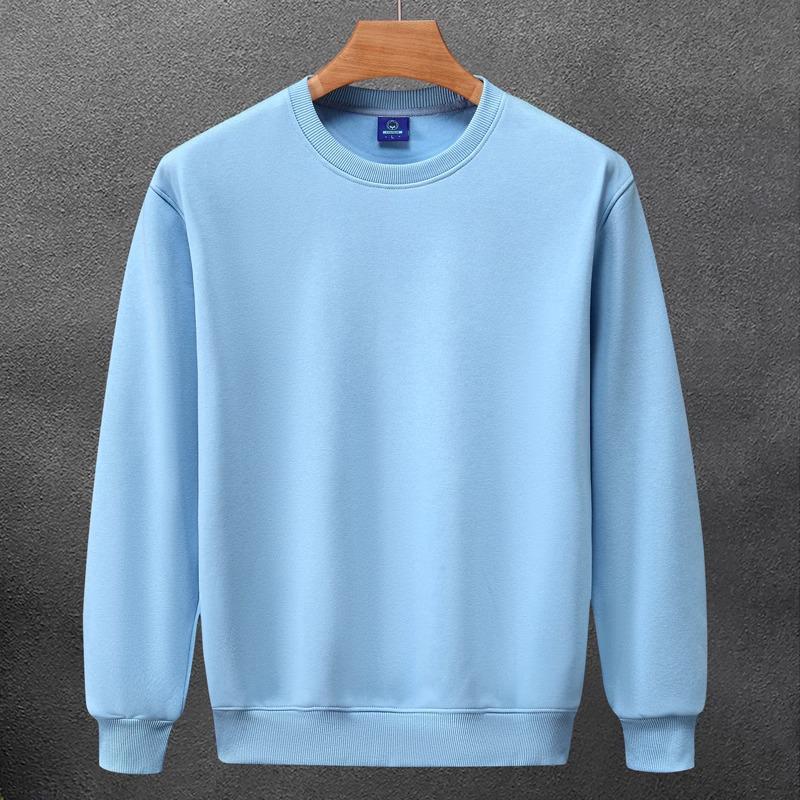 Men's 320g Heavyweight Drop Shoulder Crew Neck Sweatshirt, Autumn/Winter, Solid Color Cotton Pullover, Long Sleeve, Trendy Design