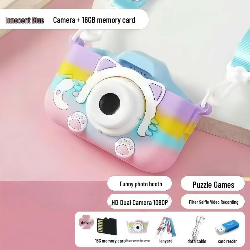 Rainbow Digital Camera for Kids: Girl's Photo-Taking Birthday Gift - X2-MCM