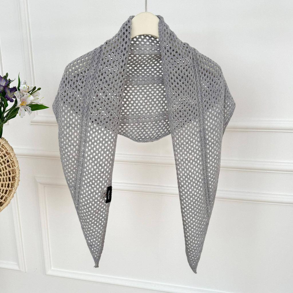 Versatile hollow knitted triangle scarf shawl spring and summer four seasons outer shawl scarf multi-purpose fart curtain waist scarf