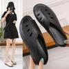Summer Soft Leather Mother Sandals and Slippers, One-step Mid-heel, Outer Wear, Ladies Slippers, Thick-soled Slope-heeled Beach Slippers