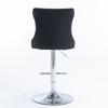 Swivel Velvet Barstools Adjustable Seat Height from 25-33 Inch, Chrome base Bar Stools with Backs Comfortable Tufted, Set of 2,DE1712BK,Black
