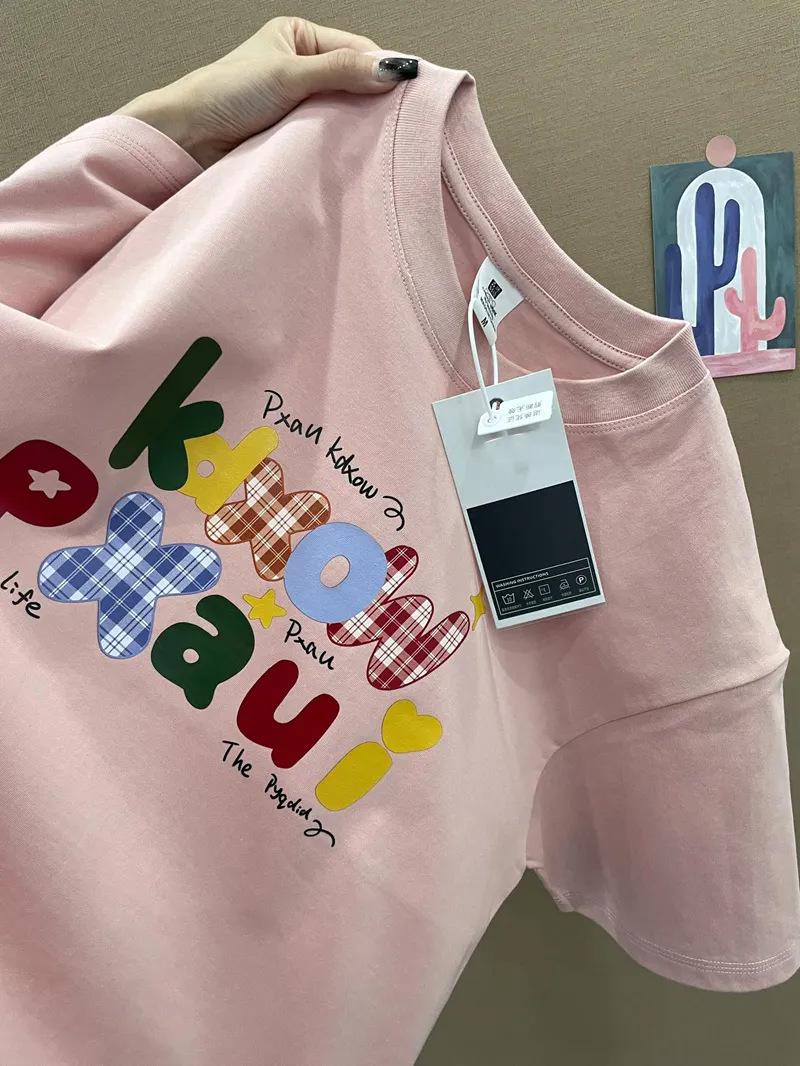 

Unisex 100% Cotton Crew Neck Short Sleeve T-Shirt - Trendy Summer Loose Fit for Students L (Recommended 101-115 jin)