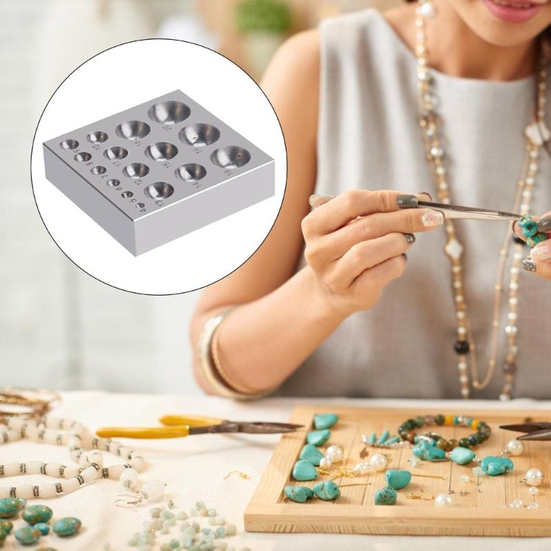 Steel Dapping Block Jewelry Stamping Tool Steel Benching Block Dapping Block Suitable for Jewelers and Craftmakers