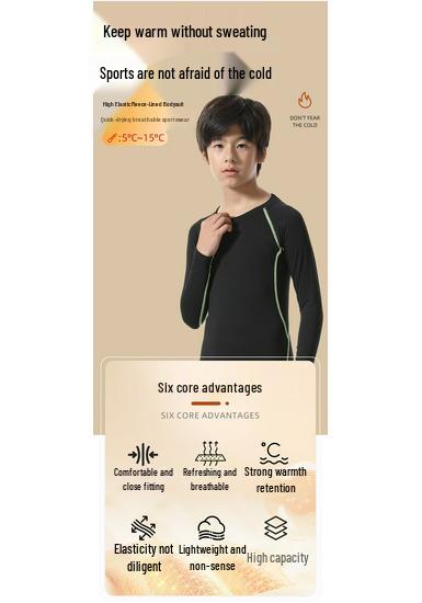 Children's Winter Fleece-lined Quick-dry Football Training Suit – High Elastic, Warm Sports Base Layer