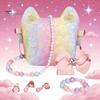 Rainbow Glitter Kids Purse Pretend Play Handbag Set Role Toy Necklace Fairy Tale Dress Up Toys Bracelet Accessories Educational Present for