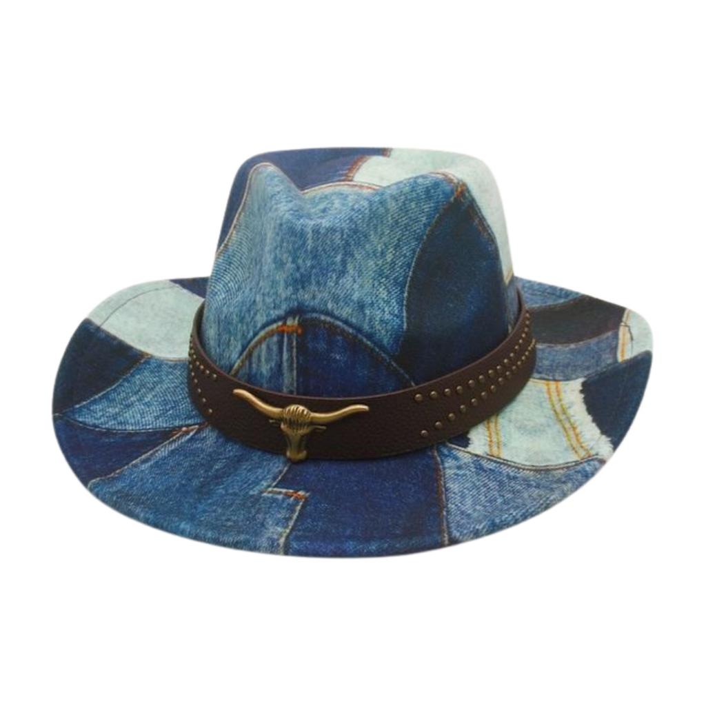 Retro Cow Head Peach Heart Top Hat, High-End Tibetan Style Big Brim Sun Hat, Western Cowboy Hat.