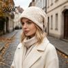 Polyester Knit Beanies for Women Winter Women Thick Slouchy Skull Cap with Diamond Thickened Knitted Texture Soft Warm Cozy Casual Hat Outdoor