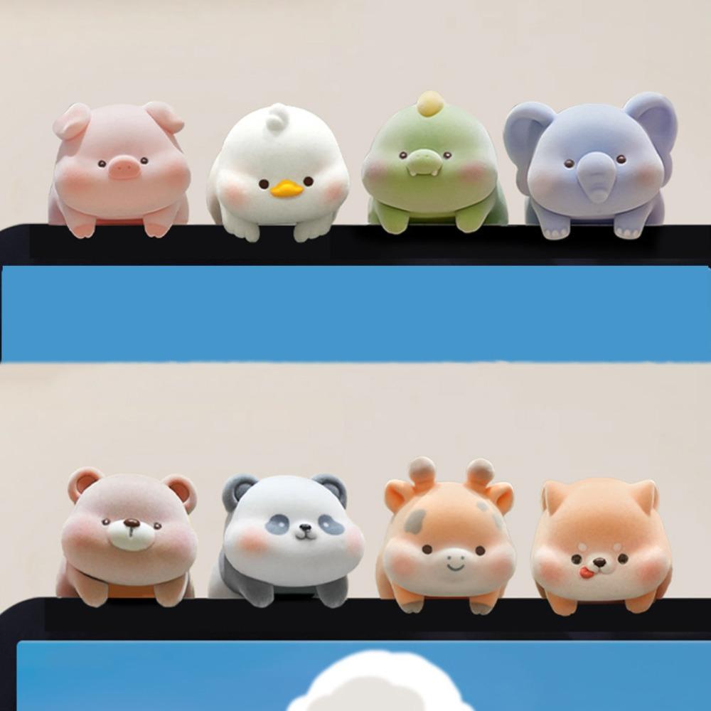 4Pcs/8pcs/set Desk Ornament Computer Monitor Decoration Panda Dog Center Console Doll  Auto Interior