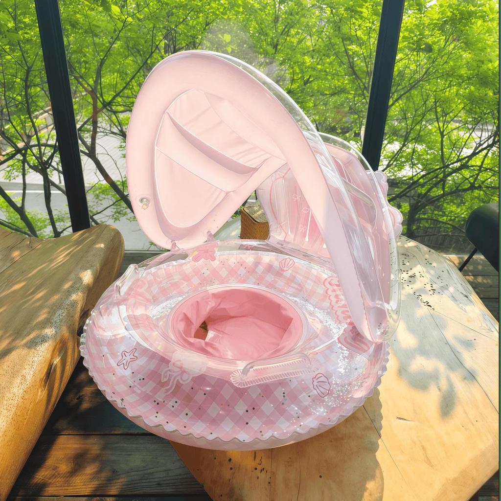 Large Toddler Boat-Themed Swimming Ring with Canopy & Steering Wheel