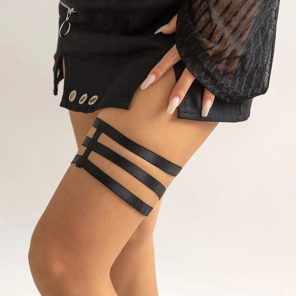 Sexy Cosplay Harajuku Goth Elastisches Band Bein Oberschenkelkette für Frauen Hochzeit Braut Herzkette Strumpfbandgürtel Körperschmuck Accessoires