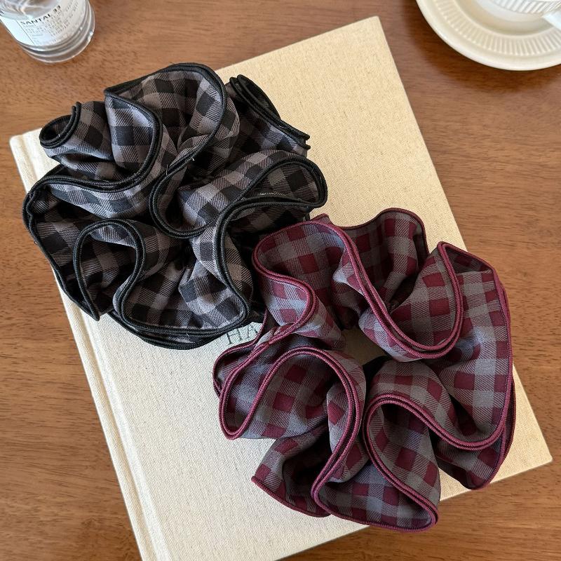 Large Scrunchies Vintage Plaid Hair Bands Elegant Elastic Ponytail Hair Ties Women Hair Accessories