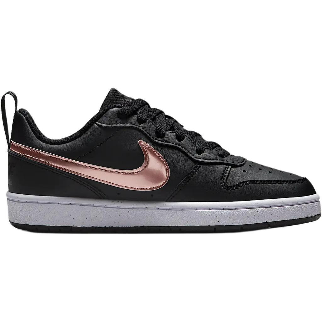 Nike Court Borough Skórzane Niskie Recraft SE Wygodne Miękkie Antypoślizgowe Wytrzymałe Niskie Trampki Dziecięce Czarne I Złote Trampki Dziecięce HF7307-001