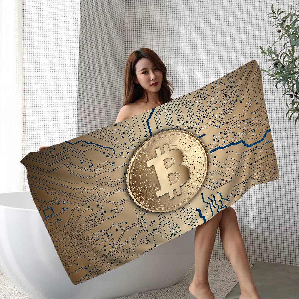 Funny Bitcoin Microfiber Printed Beach Towel Mountain Climbing Yoga Beach Swimming Running Absorbent Soft Towel