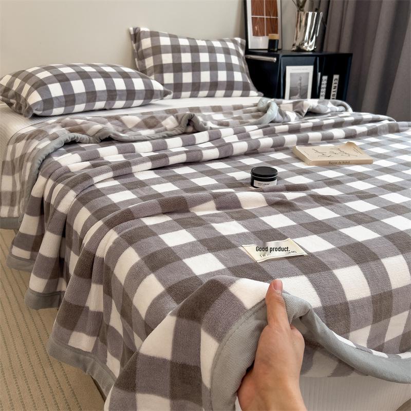 Single Piece Thickened Velvet Flannel Bed Sheet - Warm Autumn/Winter Coral Fleece Duvet Cover & Blanket