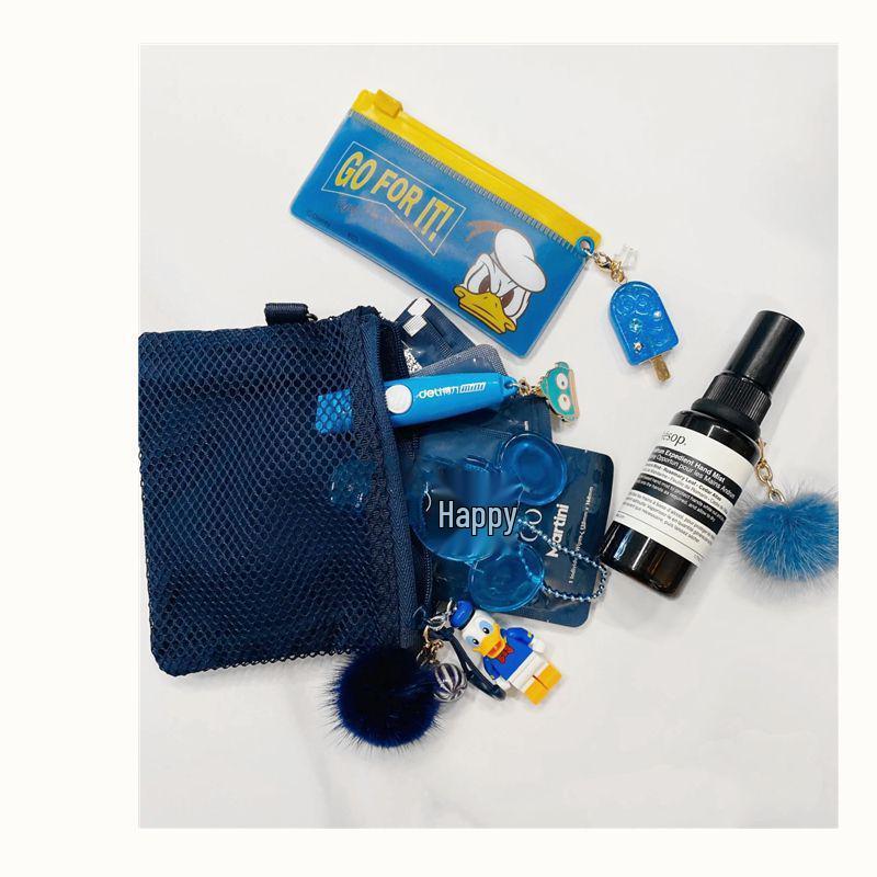Портативный сетчатый чехол MUJI с двойной молнией - Маленькая ручная сумка для хранения косметики