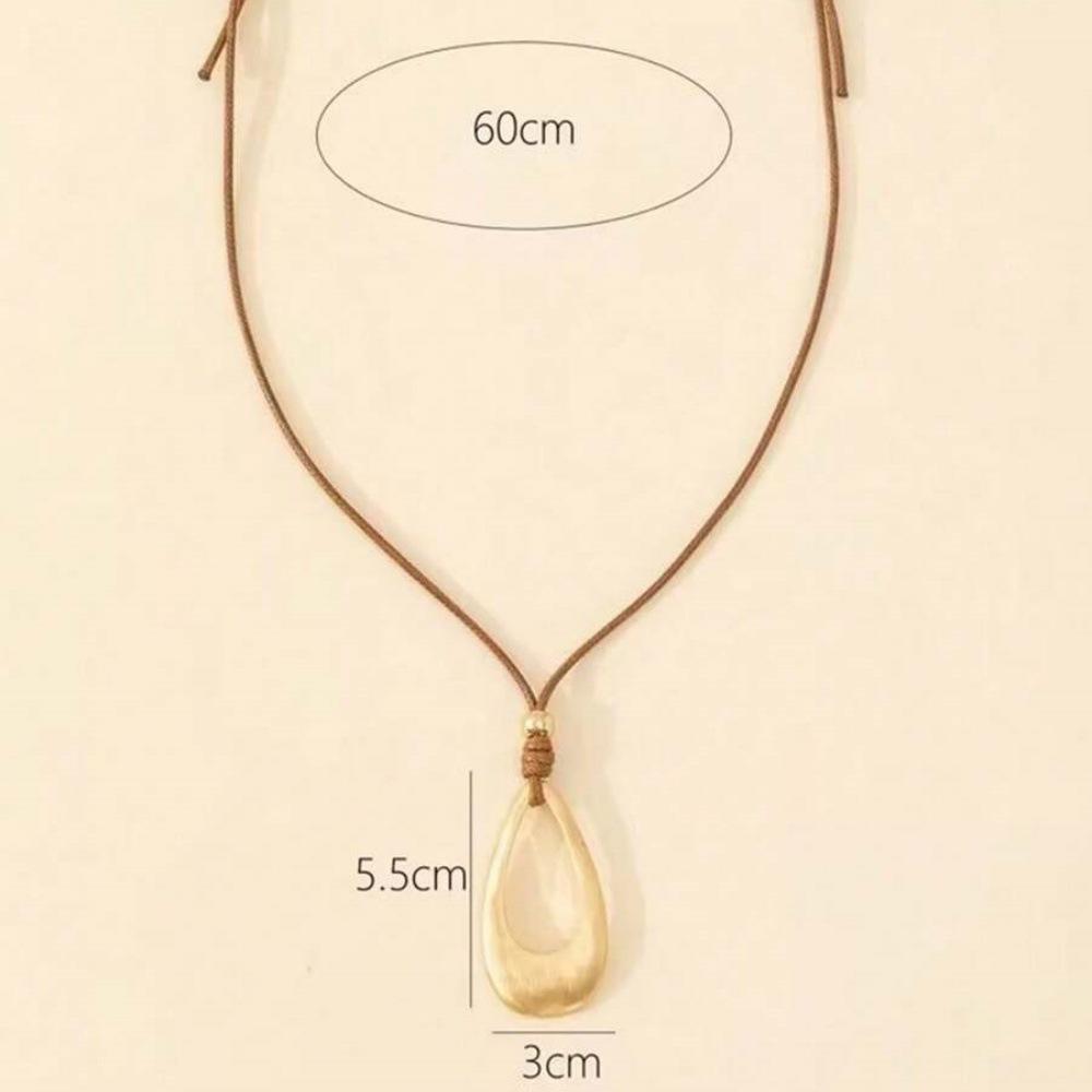 New Fashion Hollow Big Water Drop Pendant Leather Rope Necklace for Women Adjustable Choker Necklace Y2K Jewelry Party