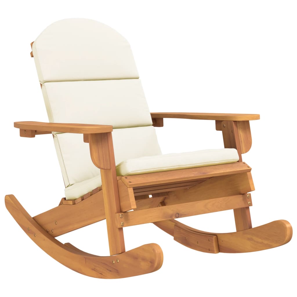 Vidaxl Adirondack Rocking Chair With Cushions, Solid Acacia Wood
