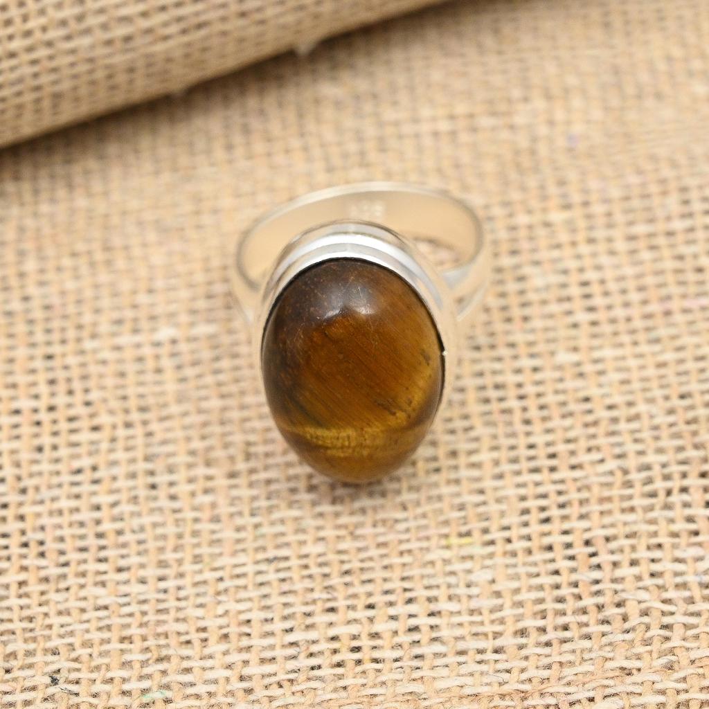 Tiger's Eye Gemstone 925 Sterling Silver Jewelry Handmade Ring Gift For Her