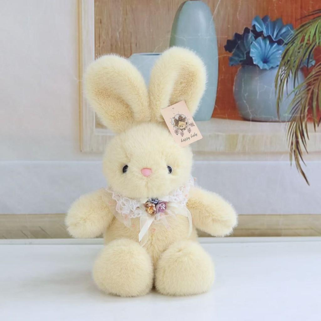 Cute Plush Rabbit Stuffed Animal Toy With Ribbon Bow For Home Decor Office