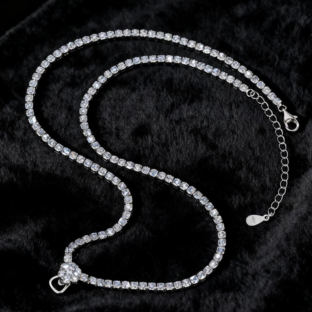 Retro Weißer Jade Diamant Offener Ring & Anhänger Halskette Schmuckset für Damen