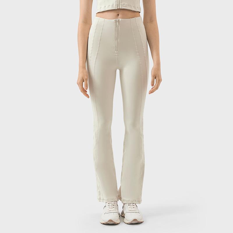 Spring and Summer High Waist Abdominal Zipper Sports Wide Legs Easy To Wear and Take Off Elastic Hip Lift Fitness Yoga Bell Pants SS