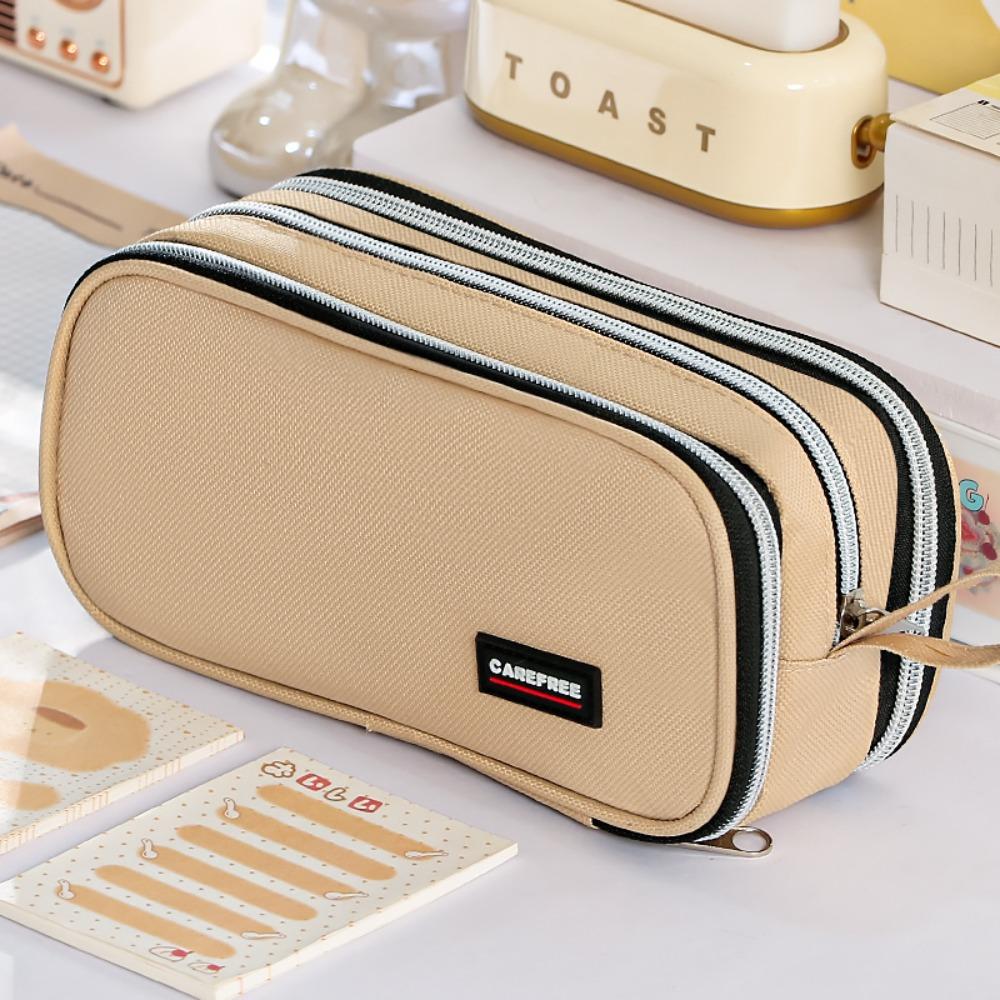 Large Capacity Pencil Case Zipper Design Stationery Organizer High Aesthetic Pen Bag School Office