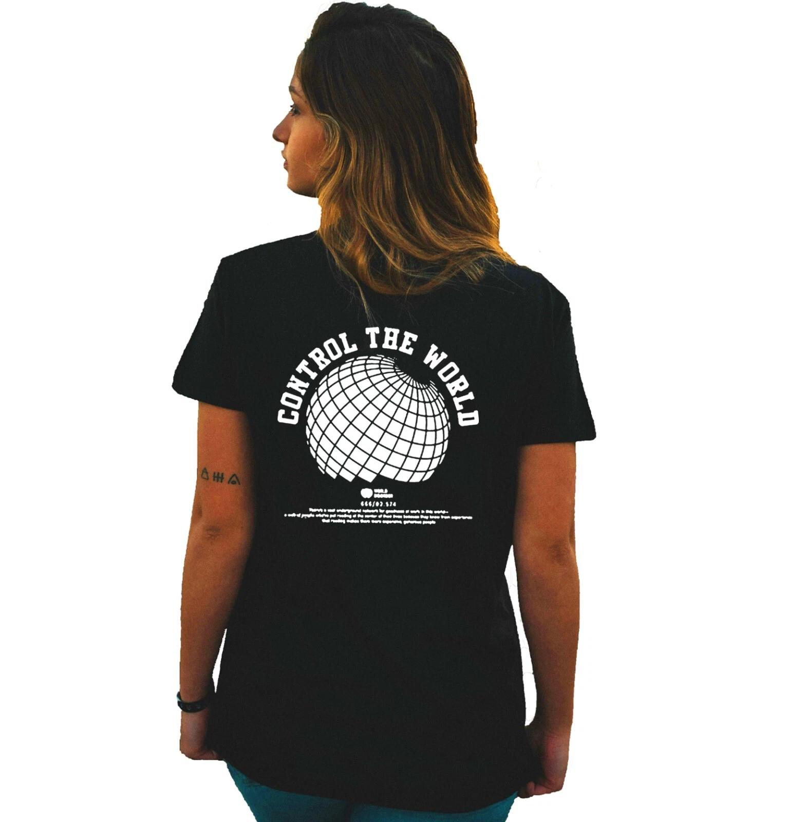 Unisex Slim Fit T-Shirt - Control The World V2 Original Student Summer Crewneck 4XL