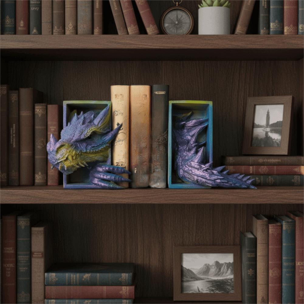 3D Dragon Bookend Decoration Resin Bookshelf Decoration Dragon Book Corner Ornament File Cabinet