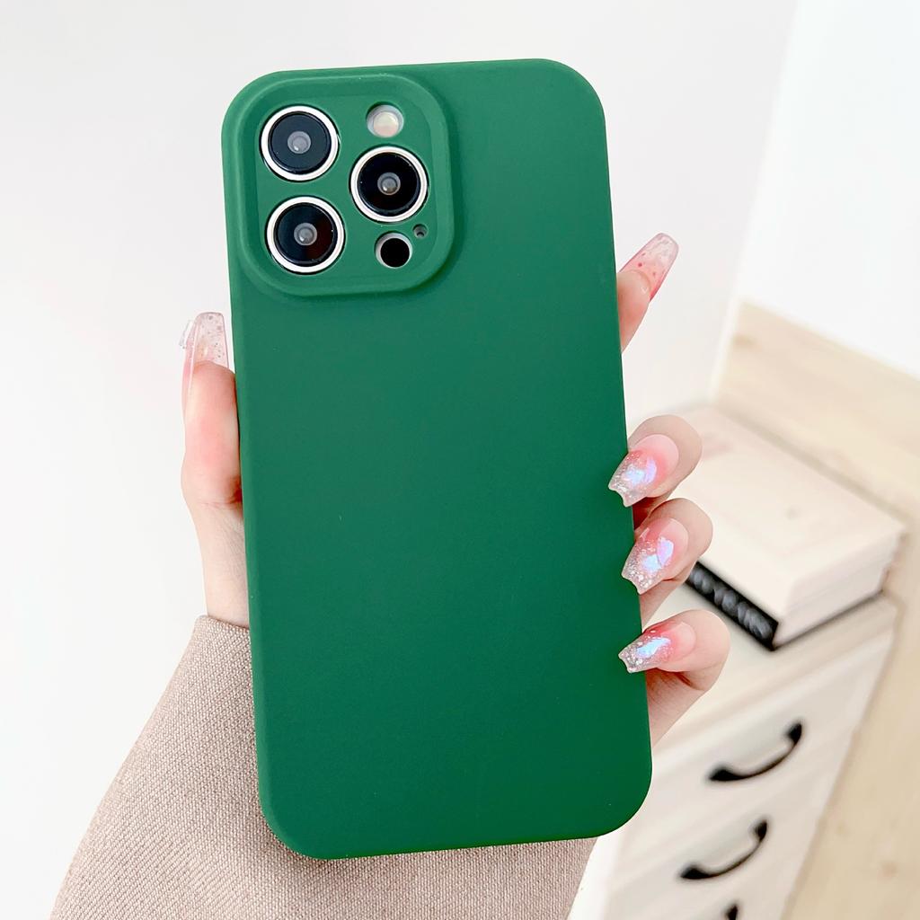 Liquid Apple Silicone Thickened Case Suitable for Apple 15PROMAX mobile phone case iPhone11 solid color 13/14