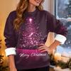 Women's Fashion Casual Long Sleeve Christmas Printed Round Neck Top Sweatshirt