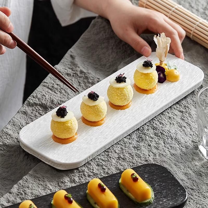 Deouxingguang Frosted Rock Texture Rectangular Ceramic Dinner Plate