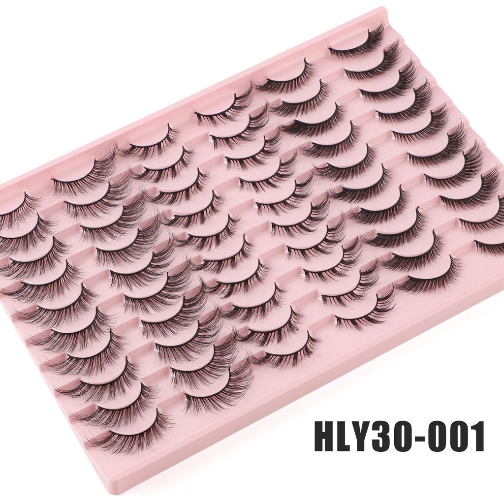 30 Pairs Of Oblique Flying Fox Eyes Large-Capacity Mixed False Eyelashes Natural Thick Simulated Eyelashes